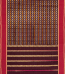 Brown Handloom Village Cotton Saree With Checks & Buttas-VC1667