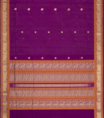 Purple Handloom Silk Cotton Saree With Zari Buttas & Contrast Border-SC4805