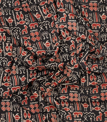 Black Printed Kalamkari Cotton Saree -KAL1245