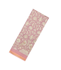 Dusty Pink Printed Chanderi Cotton Saree With Floral Motifs-CC1724