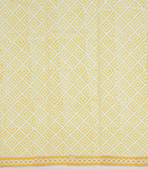 Yellow Printed Jaipur Cotton Saree With Printed Floral Vine Motifs-JC1937