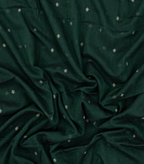 Dark Green Woven Bengal Cotton Saree With Floral Motifs-BG1823