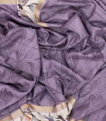 Lilac Woven Art Tussar Saree With Printed Floral Motifs-BL3969