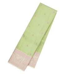 Pista Green Handloom Kanchipuram Silk Saree With Silk Thread Butta & Border-KA16264