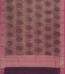 Dusty Pink Printed Chanderi Cotton Saree With Zari Border-CC1600