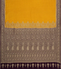 Mustard Handloom Banarasi Khaddi Georgette Silk Saree With Contrast Border-BE1818