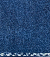 Indigo Printed Jaipur Cotton Saree With Floral Motifs-JC1448