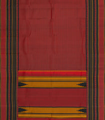 Crimson Handloom Kanchipuram Silk Saree With Silk Stripes-KA15145