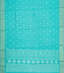 Turquoise Printed Synthetic Dola Silk Saree With Zari Stripes & Border-SY0393