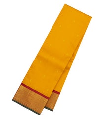 Mustard Handloom Korvai Kanchipuram Silk Saree With Buttas-KA16420