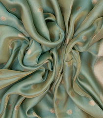 Aquamarine Handloom Banarasi Tissue Silk Saree With Floral Motifs-BE1580