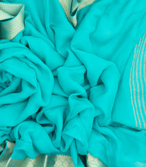 Turquoise Woven Mysore Silk Saree With Zari Border-MS3060