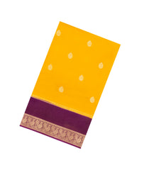 Yellow Woven Blended Viscose Saree With Zari Buttas-BL5607