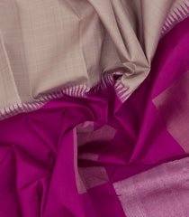 Taupe & Magenta Handloom Half & Half Kanchipuram Silk Saree With Buttas-KA14759