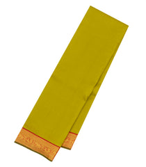 Olive Green Handloom Kanchipuram Silk Saree With Contrast Border-KA15315