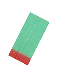 Aquamarine Handloom Soft Silk Saree With Stripes & Buttas-SO4377