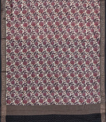 Black Printed Chanderi Cotton Saree With Zari Border-CC1554