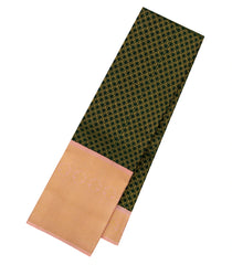 Bottle Green Handloom Korvai Kanchipuram Silk Saree With Zari Checks-KA14010