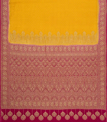 Mustard Handloom Banarasi Khaddi Georgette Silk Saree With Contrast Border-BE1806
