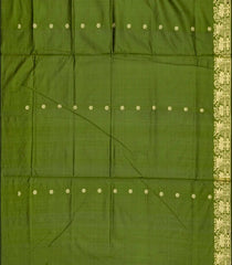 Leafy Green Banarasi Silk Saree With Floral Motifs