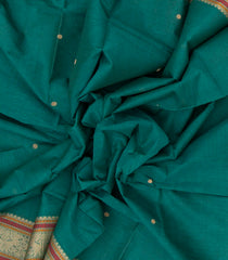 Cyan Handloom Kanchi Cotton Saree With Corner Buttas-KC1517