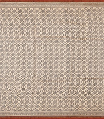 Beige Printed Chanderi Cotton Saree With Floral Motifs-CC1768