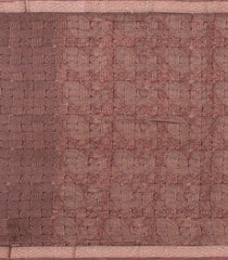 Crimson Printed Chanderi Cotton Saree With Zari Border-CC1461
