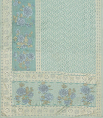 Aquamarine Woven Synthetic Brasso Saree With Printed Floral Motifs-BL4903