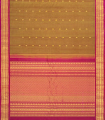 Oil Mustard Handloom Gadwal Silk Cotton Saree With Zari Buttas -GA0445