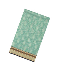 Aquamarine Printed Blended Cotton Saree With Floral Motifs-BL6247