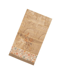 Beige Printed Synthetic Dola Silk Saree With Zari Stripes & Border -SY0359