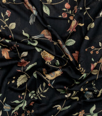 Black Printed Tussar Silk Saree With Kalamkari Motifs-TU3597