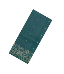 Teal Handloom Soft Tussar Silk Saree With Floral Buttas-TU3729
