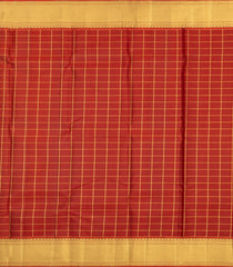 Dark Brown Handloom Kanchipuram Silk Saree With Zari Checks & Buttas-KA15944