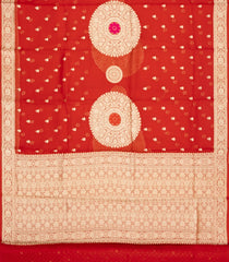 Red Woven Pure Organza Silk Saree With Zari Buttas-KS1119