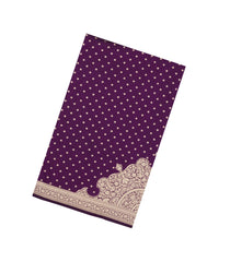 Dark Purple Handloom Banarasi Silk Saree With Floral Motifs-BE1885