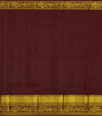Dark Brown Handloom Kanchipuram Silk Saree With Zari Motifs-KA16337