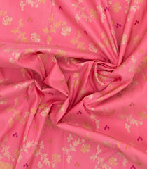 Baby Pink Handloom Kanchipuram Silk Saree With Meena Floral Motifs-KA13714
