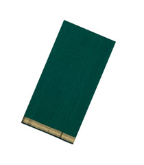 Dark Green Handloom Maheswari Silk Cotton Saree With Zari Border-SC4838