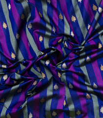 Multi Colour Handloom Korvai Kanchipuram Silk Saree With Stripes & Buttas-KA15764
