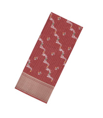 Brown Printed Synthetic Dola Silk Saree With Motifs & Zari Stripes-SY0437