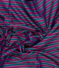 Magenta & Blue Handloom Silk Cotton Saree With Zari Stripes-SC4110