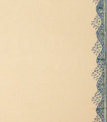 Cream Printed Jaipur Cotton Saree With Printed Floral Motifs-JC1763