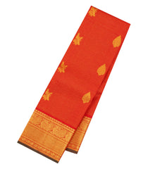 Red Handloom Kanchipuram Silk Saree With Zari Checks & Buttas-KA16365