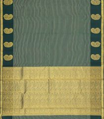 Bottle Green Handloom Kanchipuram Silk Saree With Zari Stripes-KA15215