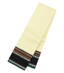 Cream Handloom Korvai Kanchipuram Silk Saree With Black Border-KA16710