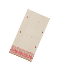 Off White Handwoven Bengal Cotton Saree With Floral Buttas-BG1510
