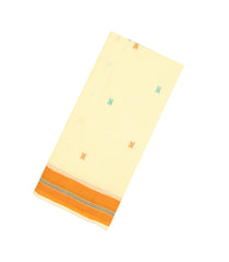 Cream Handloom Bengal Cotton Saree With Cross Buttas -BG1456