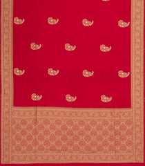 Crimson Woven Art Dupion Saree With Floral Motifs-BL4746