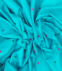 Turquoise Handloom Kanchipuram Silk Saree With Silk Thread Buttas-KA13147